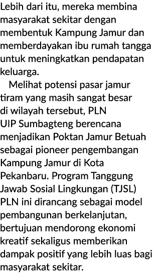 Lebih dari itu, mereka membina masyarakat sekitar dengan membentuk Kampung Jamur dan memberdayakan ibu rumah tangga u...