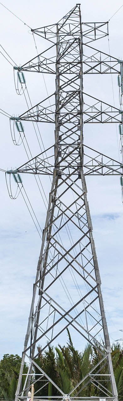 Power lines and towers are visible in the image. AI generated content