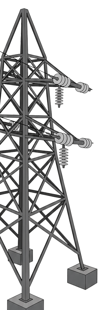A black and white image of a power tower with multiple wires attached to it. AI generated content