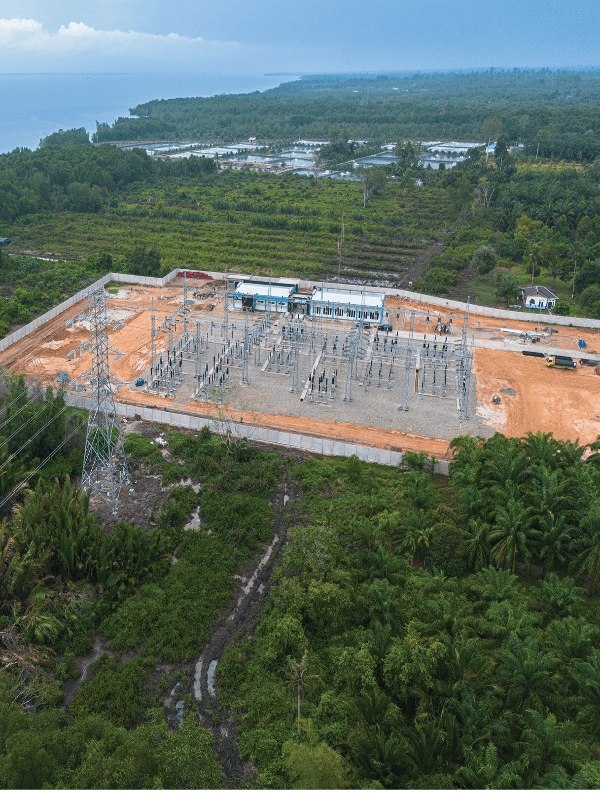 A large building is being constructed in a jungle setting. AI generated content