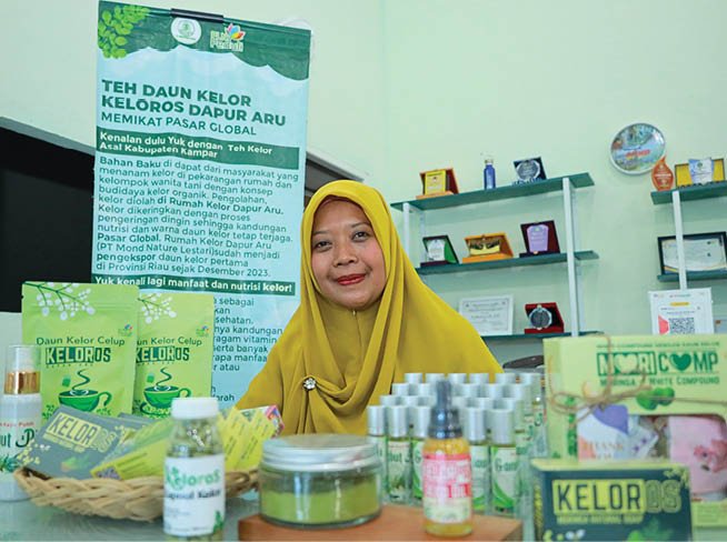 A woman in a yellow outfit is standing in front of a table with various items on it. AI generated content