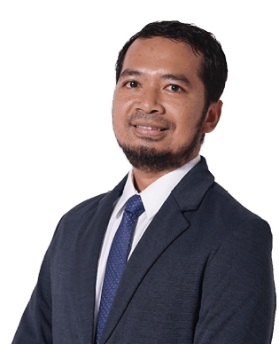 A man wearing a suit and tie stands in front of a black background. AI generated content