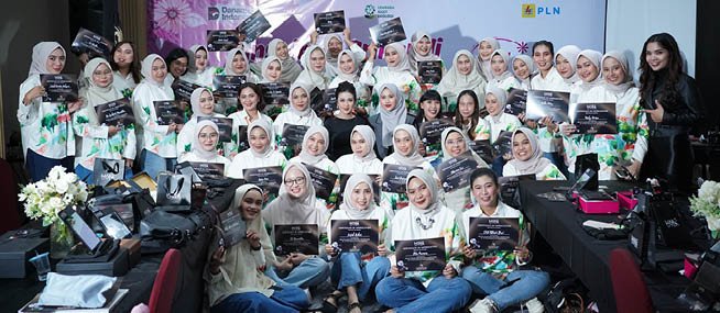 A group of women in a room holding up signs. AI generated content