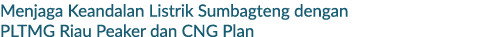 Menjaga Keandalan Listrik Sumbagteng dengan PLTMG Riau Peaker dan CNG Plan
