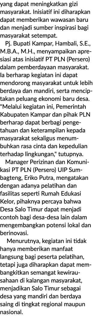 yang dapat meningkatkan gizi masyarakat. Inisiatif ini diharapkan dapat memberikan wawasan baru dan menjadi sumber in...